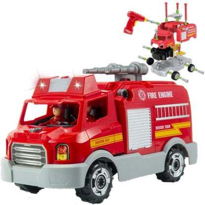 Take Apart Rescume Team Firetruck Playset – Build Your Own Fire Truck Toy with Lights & Sounds