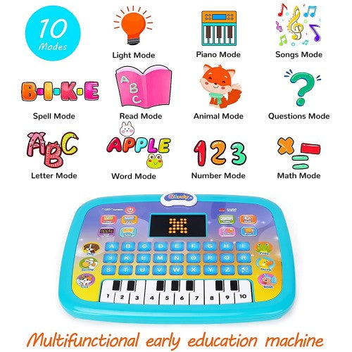 Educational Toy, Kids Educational Computer Learning Interactive Toy, Alphabet Word Learning with LED Screen, Music