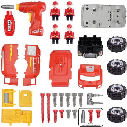 Take Apart Rescume Team Firetruck Playset – Build Your Own Fire Truck Toy with Lights & Sounds