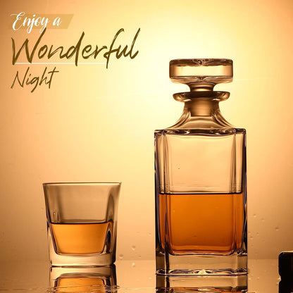 Glass Decanter with Airtight Geometric Stopper (750ml)