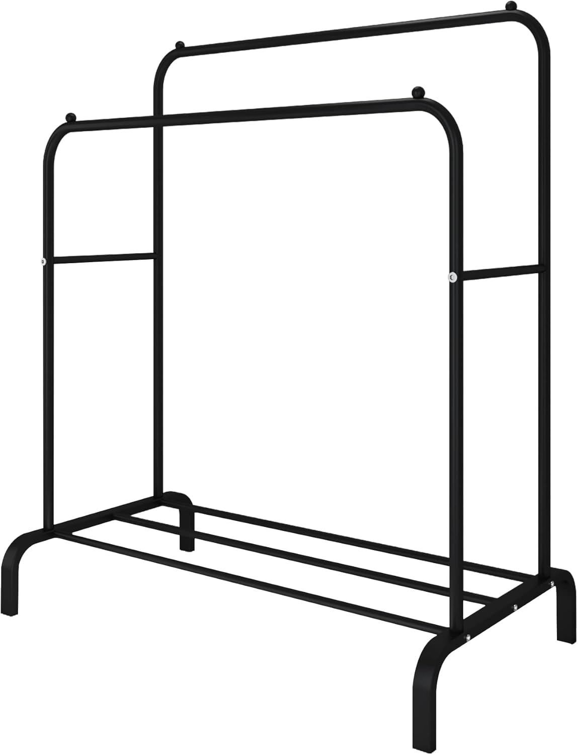 Durable Steel Clothing Rack with Double Rods, Bottom Storage Shelf, and Side Rails