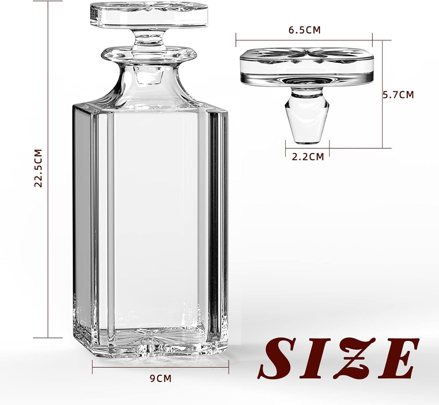 Glass Decanter with Airtight Geometric Stopper (750ml)