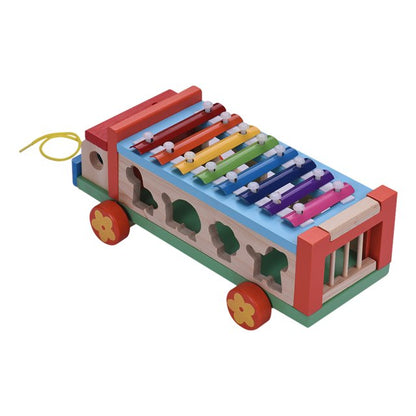 2-in-1 Wooden Xylophone Car & Animal Shape Sorter