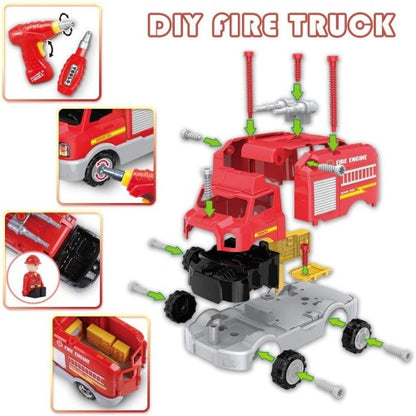 Take Apart Rescume Team Firetruck Playset – Build Your Own Fire Truck Toy with Lights & Sounds