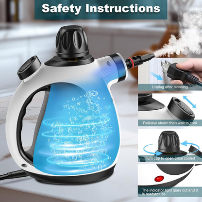 Handheld Pressurized Steam Cleaner with 14 Accessories