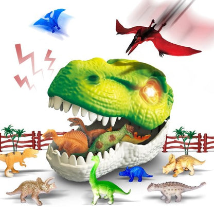 Dinosaur Toys for Kids, 37PCS Dinosaur Toy Set with Big T-Rex Head Storage Box