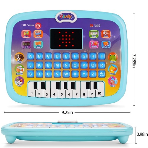 Educational Toy, Kids Educational Computer Learning Interactive Toy, Alphabet Word Learning with LED Screen, Music