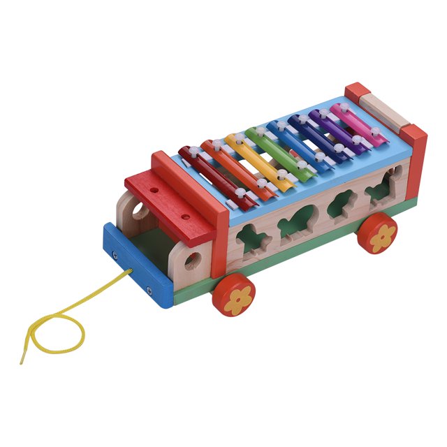 2-in-1 Wooden Xylophone Car & Animal Shape Sorter
