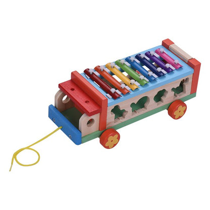 2-in-1 Wooden Xylophone Car & Animal Shape Sorter