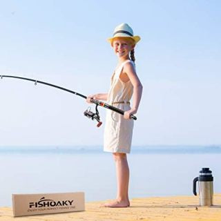 FISHOAKY Telescopic Fishing Rod, Carbon Fiber and Reel Combo Spinning Rod with Spool Line Lures Hooks for Kids and Adults | Saltwater &Freshwater