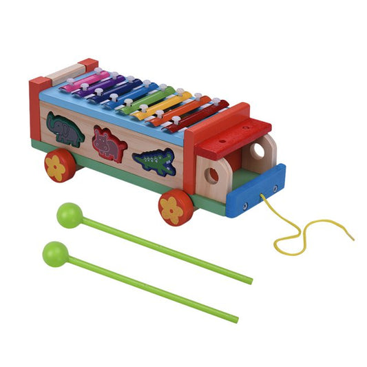 2-in-1 Wooden Xylophone Car & Animal Shape Sorter