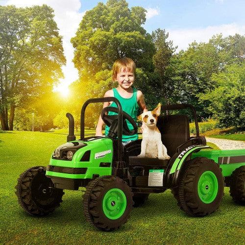 6V Tractor Kids Ride-On with Detachable Wagon