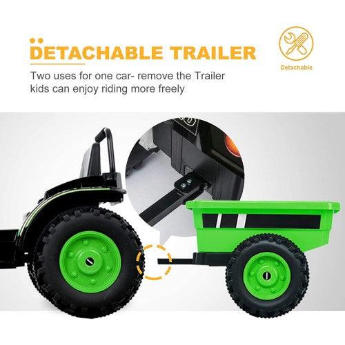 6V Tractor Kids Ride-On with Detachable Wagon