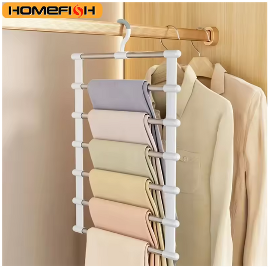 6-layer folding stainless steel pants rack, cloud ladder design