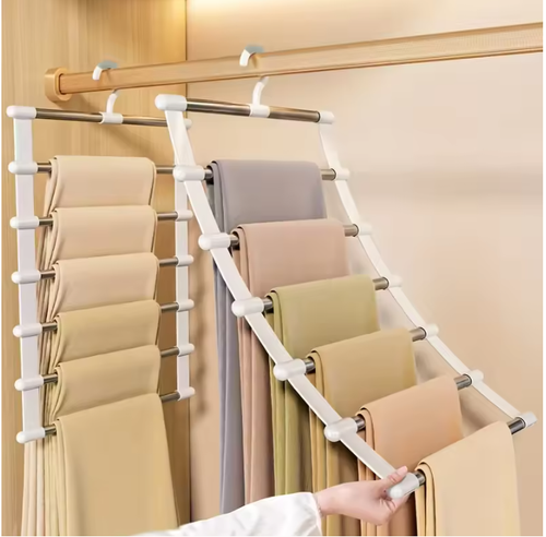 Pants rack folded flat for storage
